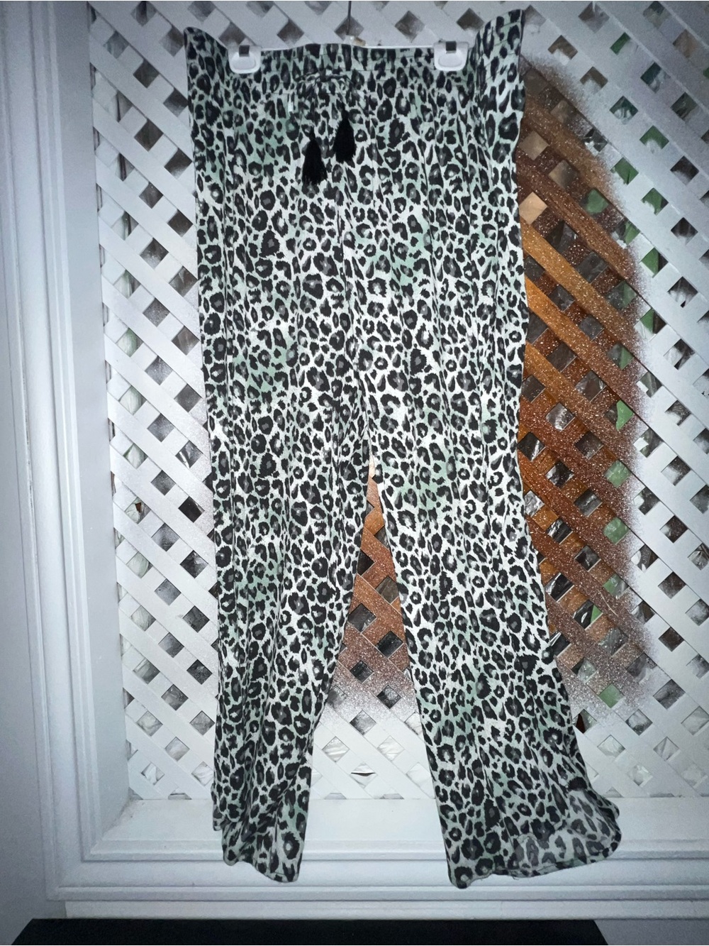 Serra Women's Leopard Print Wide-Leg Pants - Black & White Longe size XL